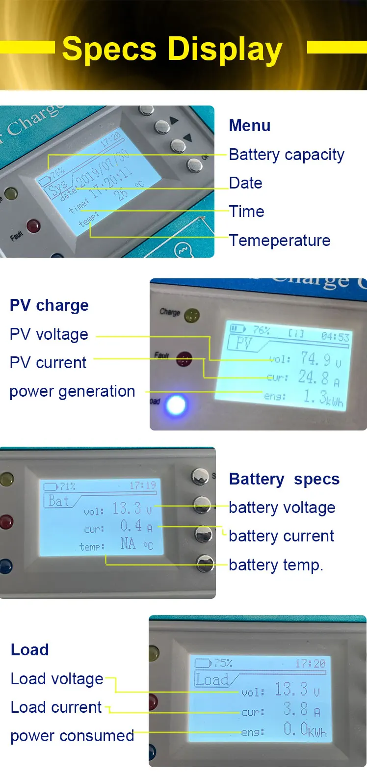Gaoneng на солнечных батареях 12V 24V 36V 48V автоматическим распознаванием 40A со слежением за максимальной точкой мощности регулятор обязанности панели батарей