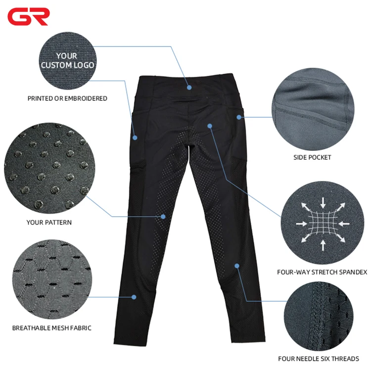 Manufacturer Dark Blue Anti-pilling Full Silicone Equestrian Breeches Equestrian Pants Horse Riding Breeches