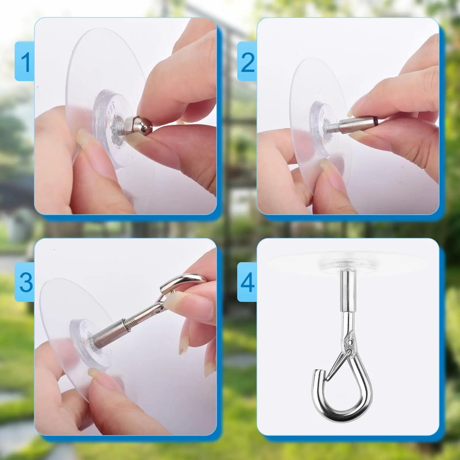 Self Adhesive Ceiling Hooks No Drilling  Stainless Steel Eye Hooks for Hanging Small Plants Wind Chimes,Easy to Open