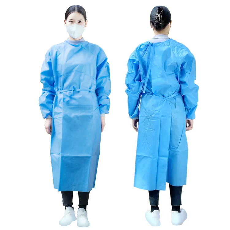 
Ultrasonic Sewing Machine Washable Disposable Sterile Reinforced For Hospital Isolation Medical Blue Surgical Gown 