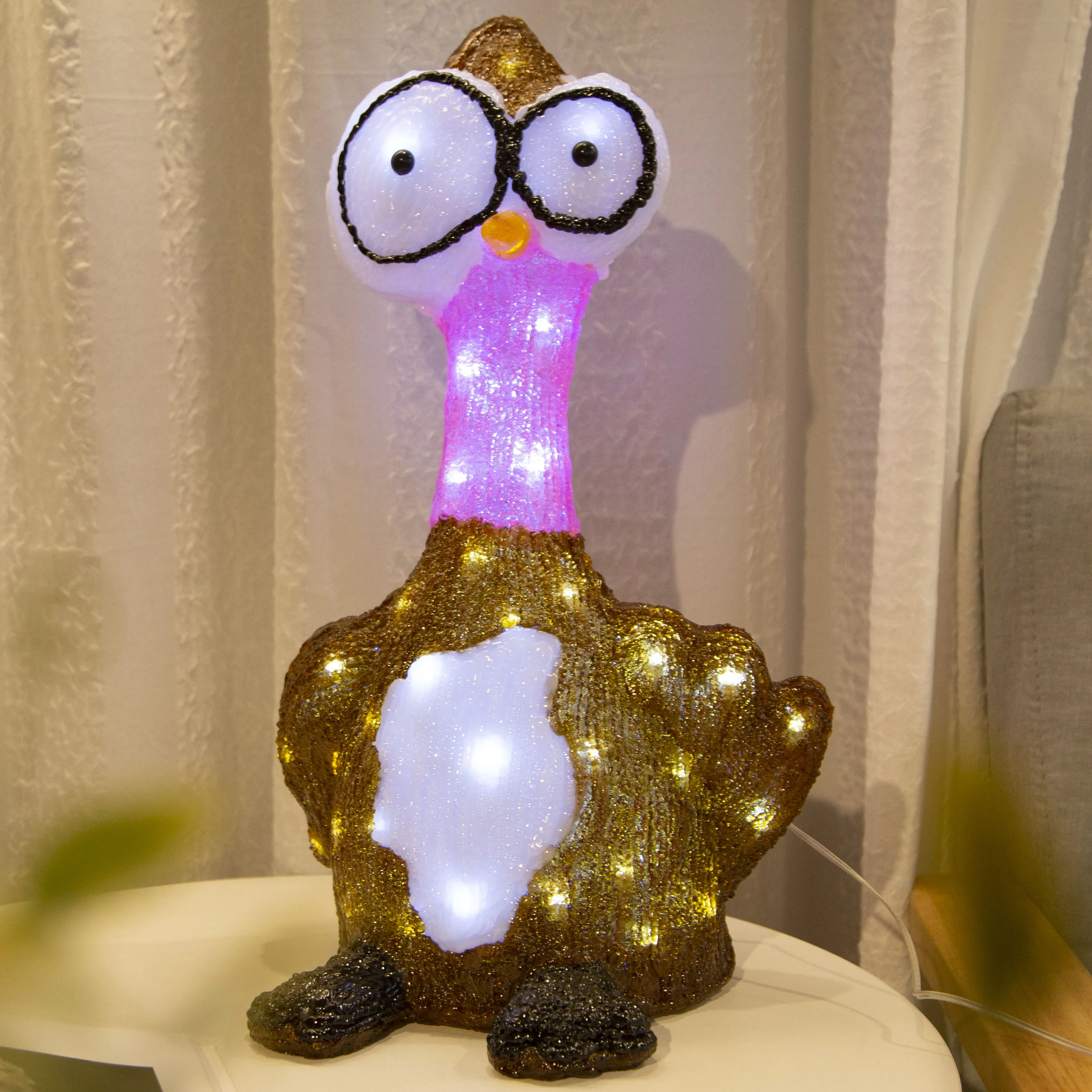 Pink Turkey ostrich duck style Decoration Light Easter Led Outdoor Acrylic 3D Lights Led christmas thanks-giving lights