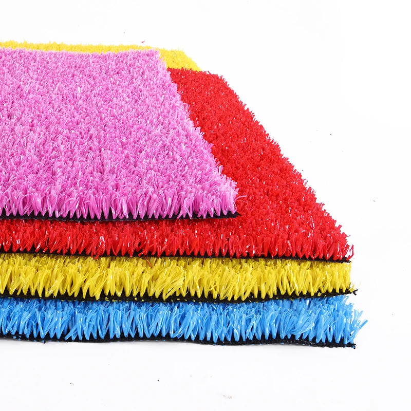 Rainbow artificial grass synthetic lawn grass for Kindergarten with white lines