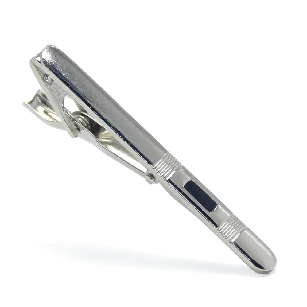 Fashion Jewelry Men Gifts Metal Necktie Bar Dress Shirt Accessories Tie Pin Wedding Ceremony Blank Simple Black Silver Tie Clip