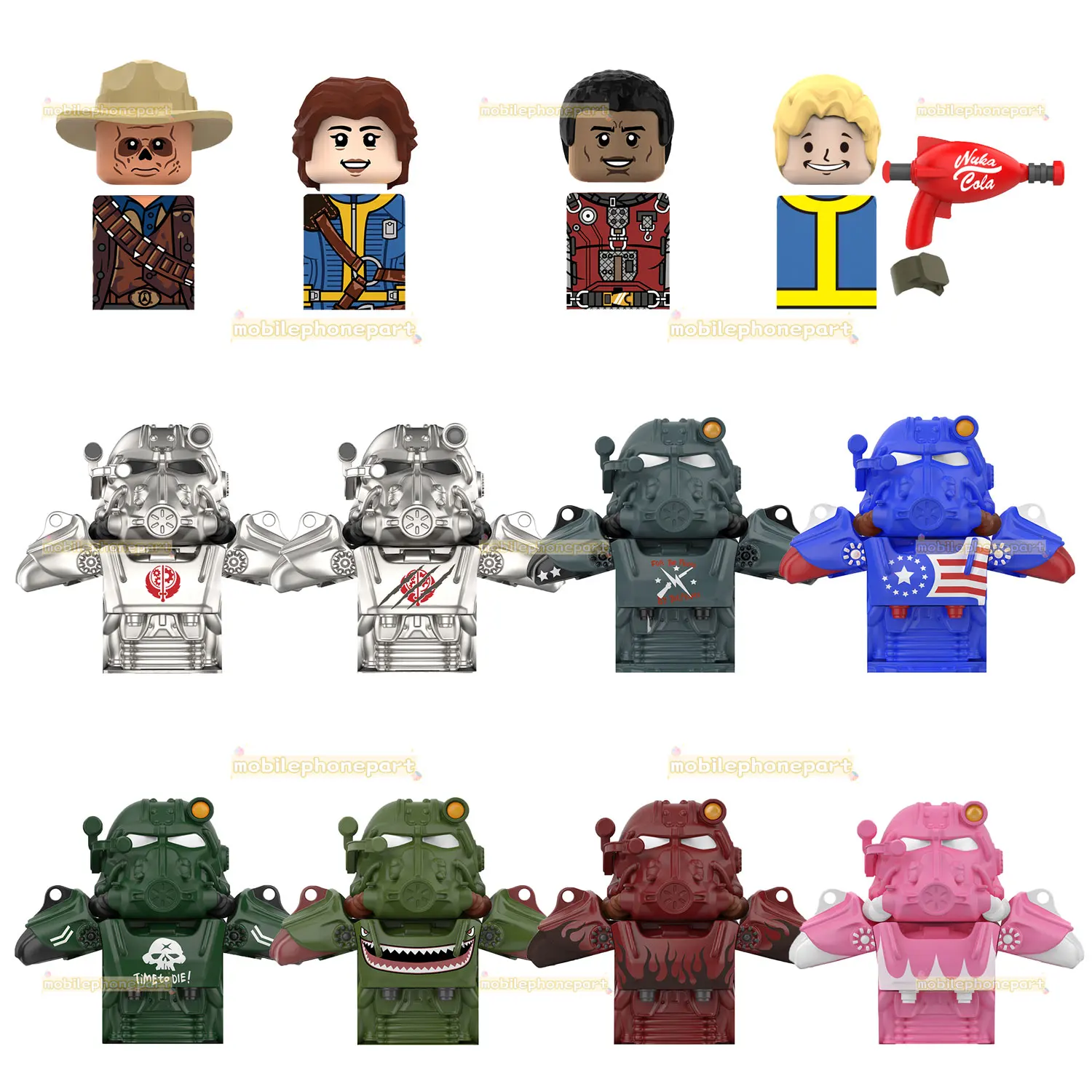 W1314-W1322 игра Fallout Maximus Lucy Maclean Cooper Howard Vault Boy T60 силовая броня мини-конструктор экшн пластиковая игрушка