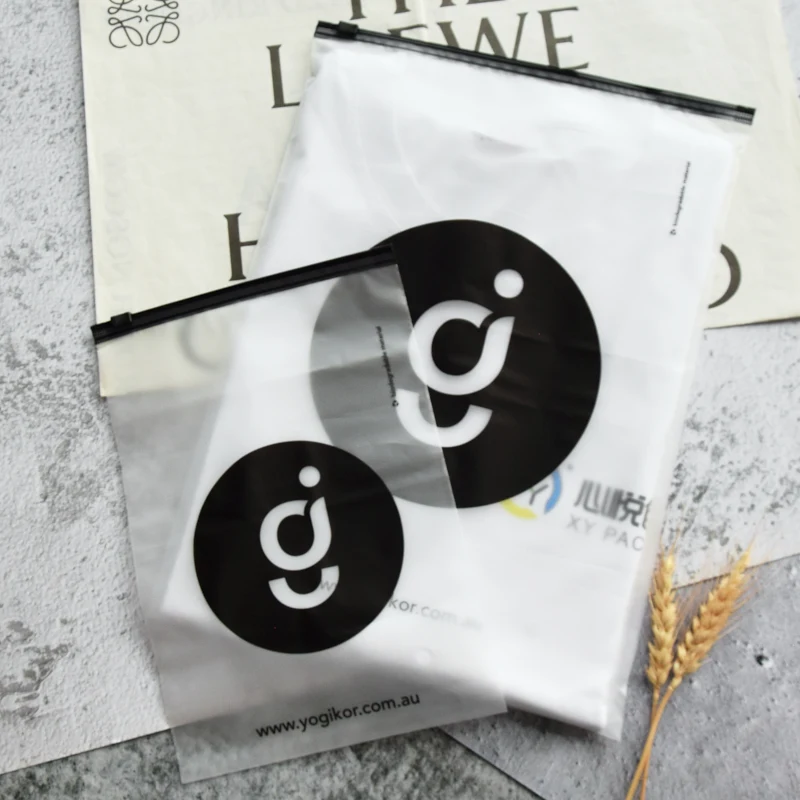 custom printed logo plastic poly storage zipper packing slider eva frosted transparent zip lock bag for clothing shipping