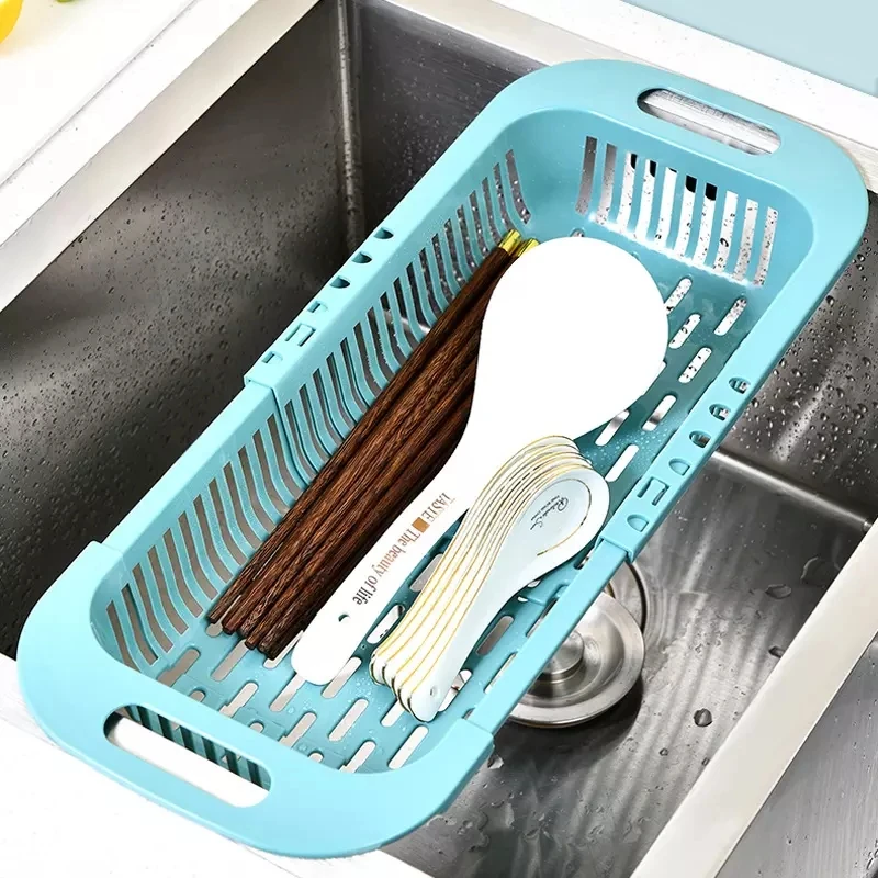 Creative retractable sink drain rack drain basket plastic wash basin sink kitchen supplies wash vegetables fruit basket