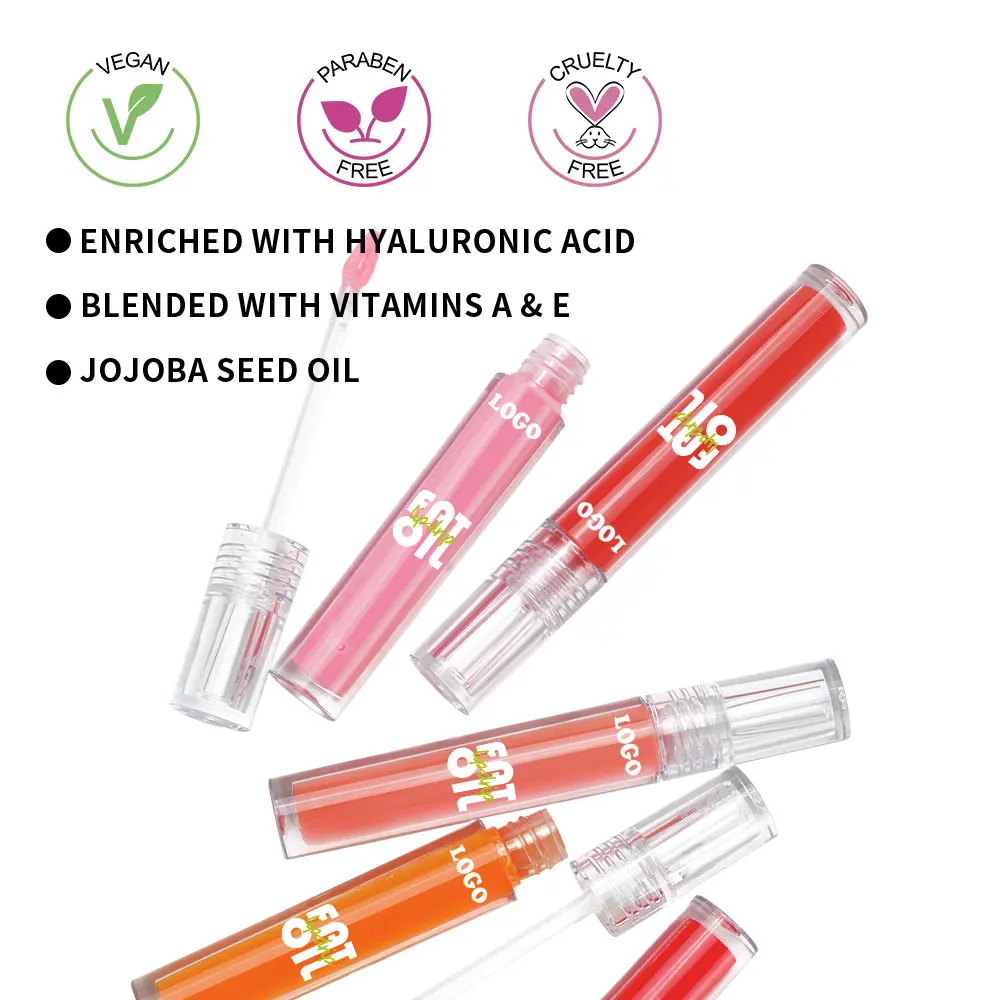 OCHAIN Custom Your Brand Waterproof Private Label Cosmetics Shimmer Wholesale Gloss Oils Fruit Lip Oil Plump