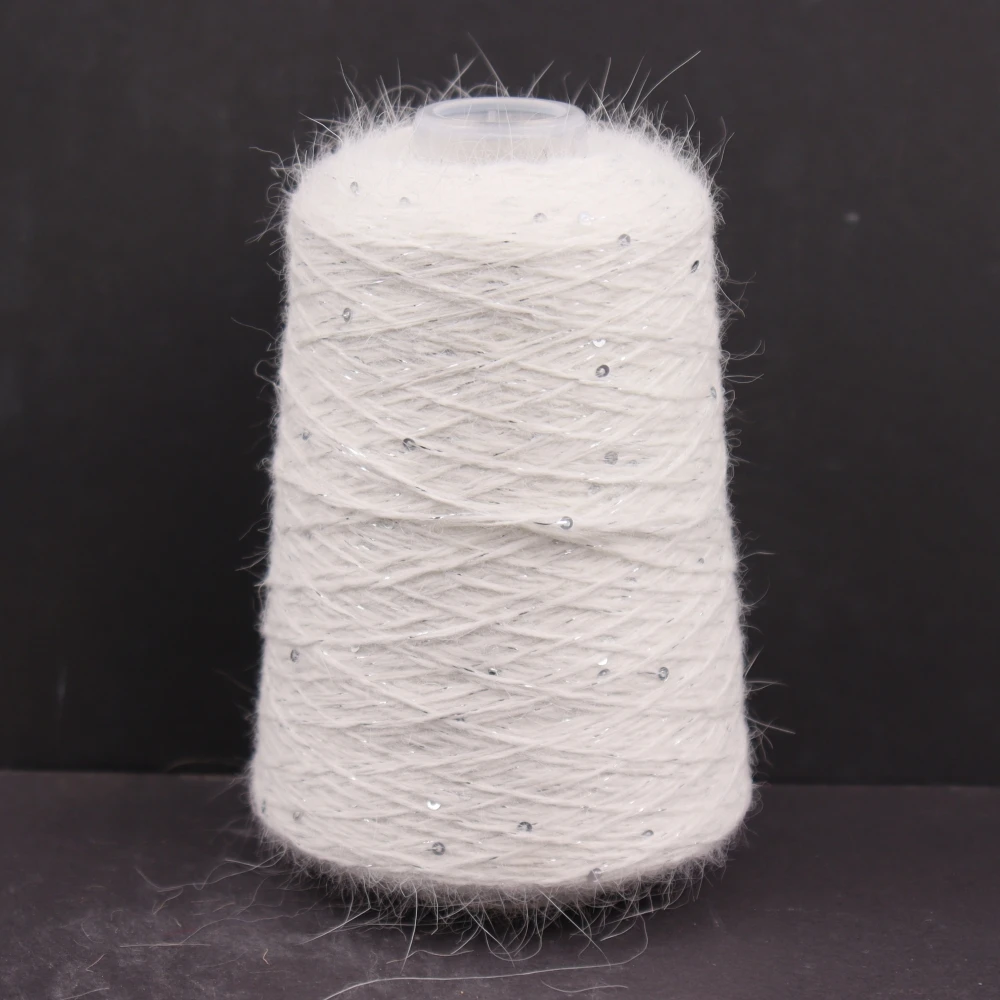 100g 600m Angora 2mm sequin  lurex yarn Angora rabbit hair cashmere wool long mink yarn Soft fluffy