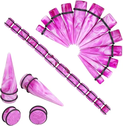 Factory Supply Fascinating Price Set of Ear Taper Plug Piercing Jewelry Mixed Colour 24Pcs Ear Taper and Plug