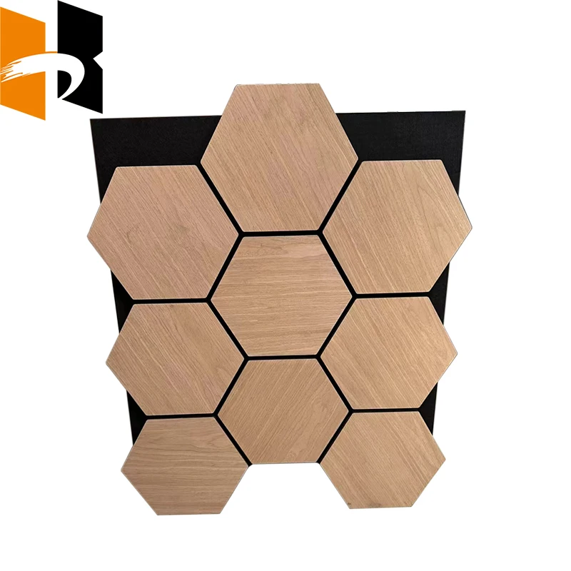 Akupanel 3D Design Wood Veneer Polyester Fiber Hexagon Acoustic Panels