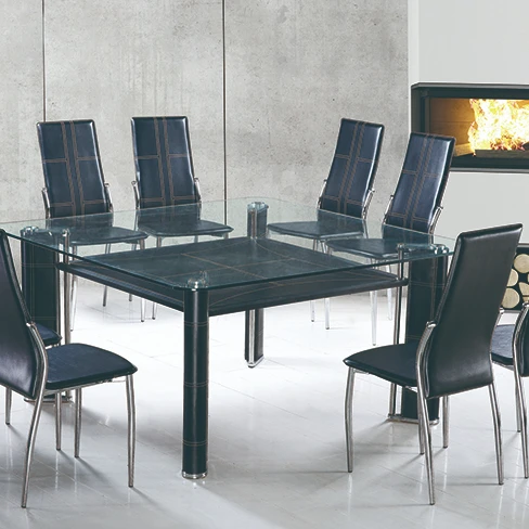 Оптовая продажа из Китая, современный дешевый квадратный стеклянный роскошный обеденный стол на 10 мм, 8 или 10 мест