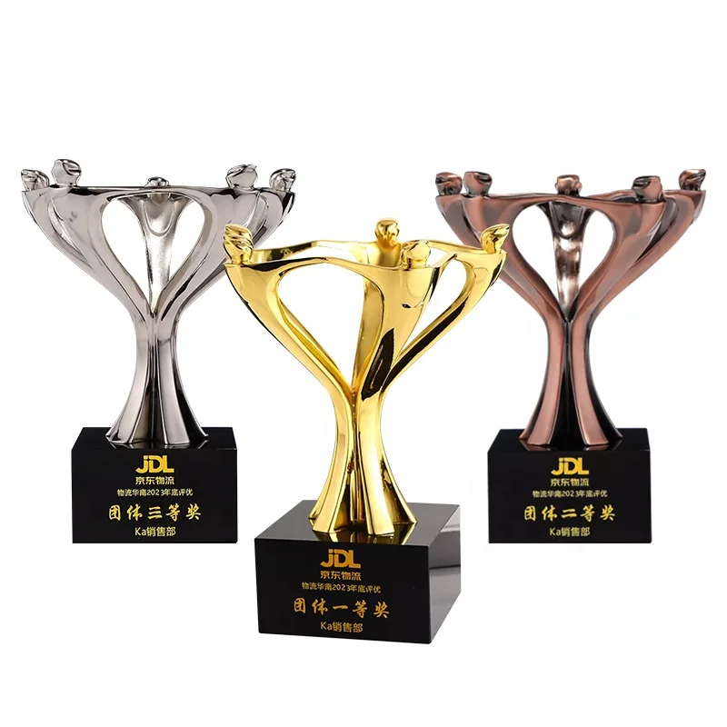 new design metal gold/silver/bronze statue sport event company annual ceremony team Award Trophy