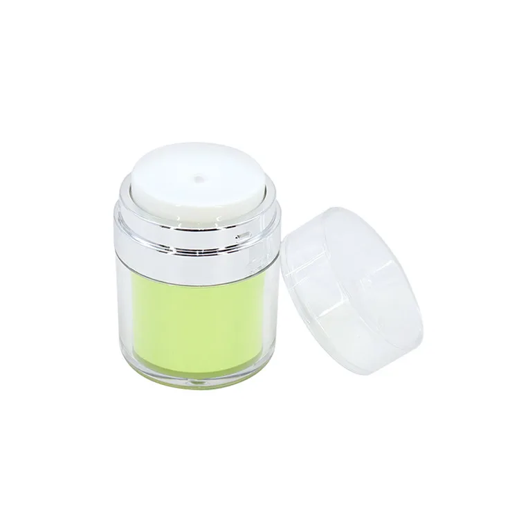 cylinder acrylic cream packaging airless jar refillable round airless pump jar refillable double wall  refillable airless jar