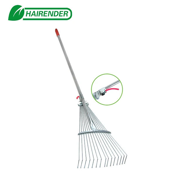 
15T telescopic rake adjustable metal rake long handle leaf rake 