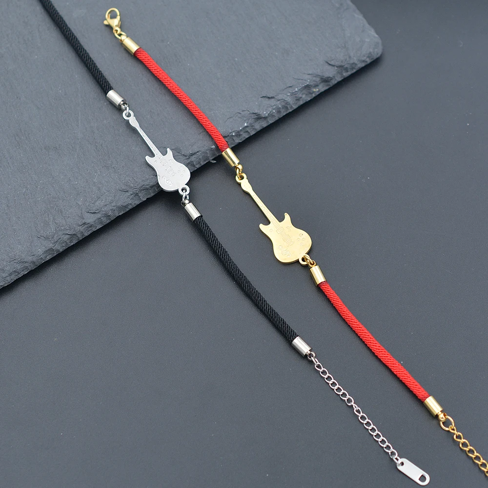 Trendy Design Valentines Day Romantic Special Gift Item Gold Silver Guitar Bracelet Jewelry Couple Amour