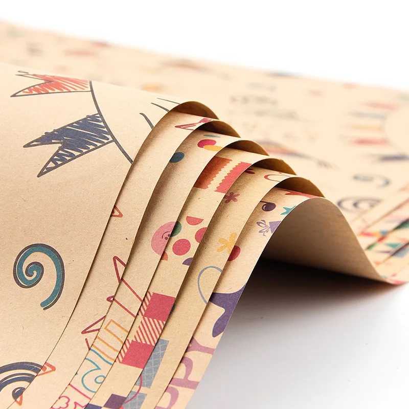 Wholesale Free Sample Colorful Different Styles Gift Wrap Paper Rolls Kraft Wrapping paper