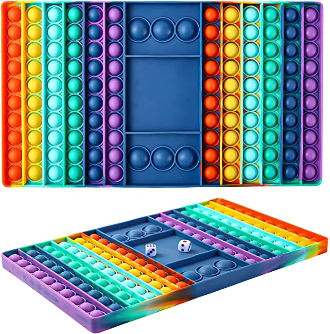 
Amazon hot selling Big Pop Game Rainbow Chess Board Push Bubble Popper Fidget Sensory Toys 