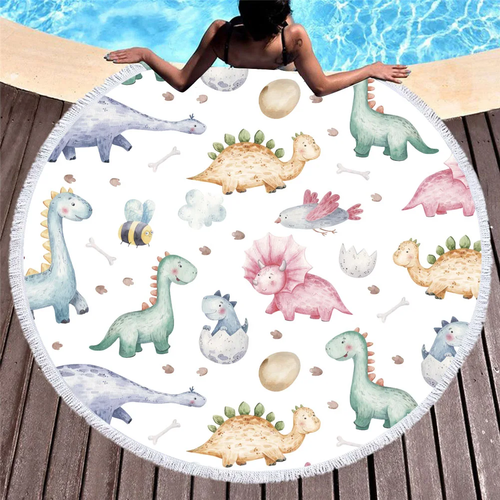 Hot Selling Custom Print Round Microfiber Blanket Travel Fast Dry Large Beach Towel With Tassel For Summer Beach