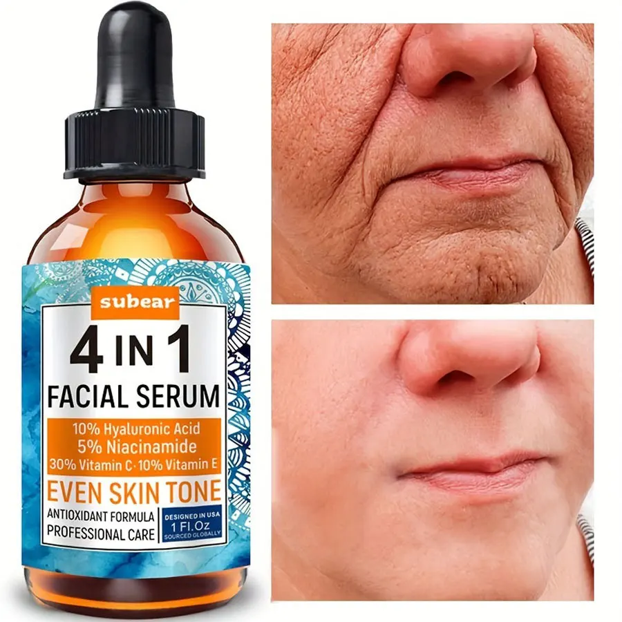 4 IN 1 Vitamin C nicotinamide hyaluronic acid Vitamin E Face Serum Wholesale