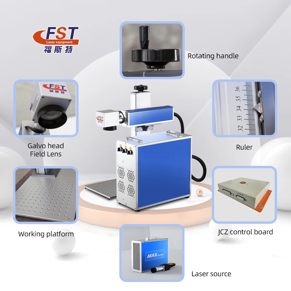 Small Portable CNC Metal Stainless Steel  30W Fiber Laser Marking Printing Engraving Carving Machine