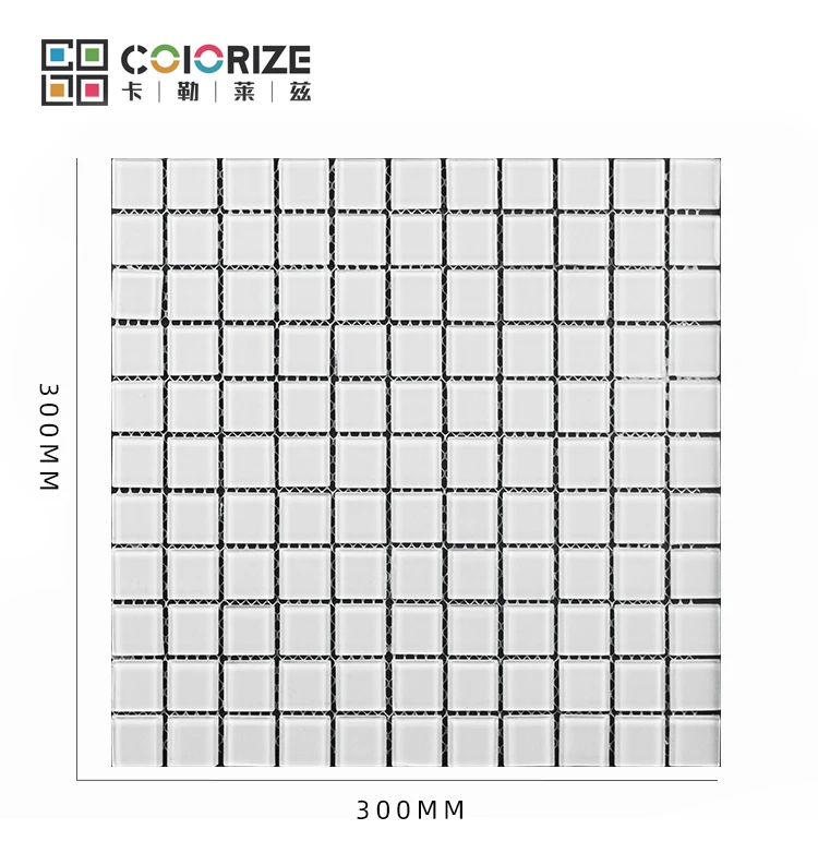 Colorize 300x300 mm 4mm Thickness pool glass mosaic Square White swimming pool glass mosaic tiles Mosaico Piscina