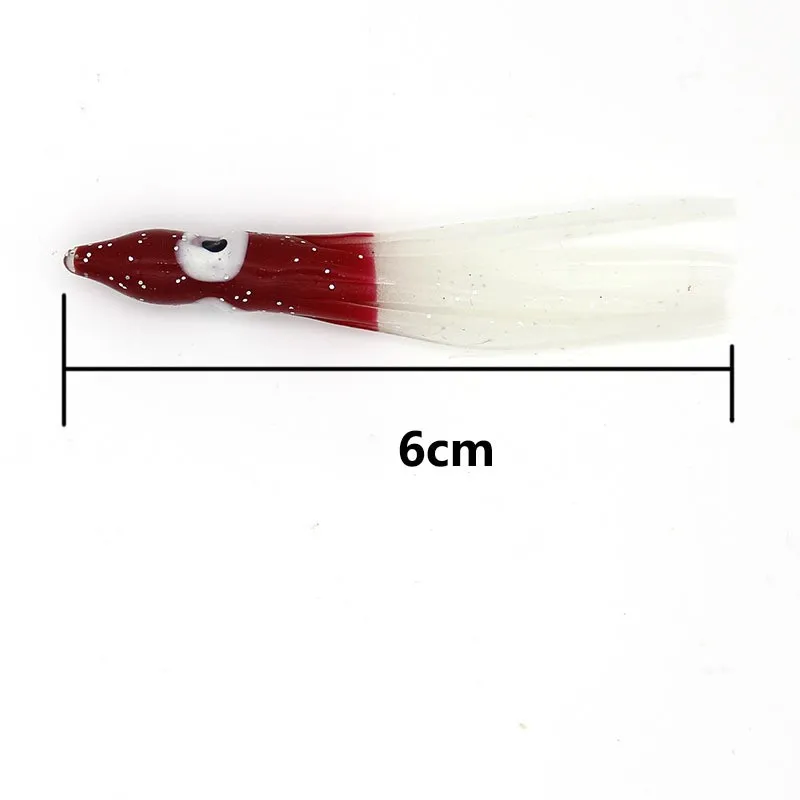 RISING 6PCS 60mm saltwater luminous glowing soft plastic Octopus Bait Rubber Squid Skirts lure Squid jigs lure