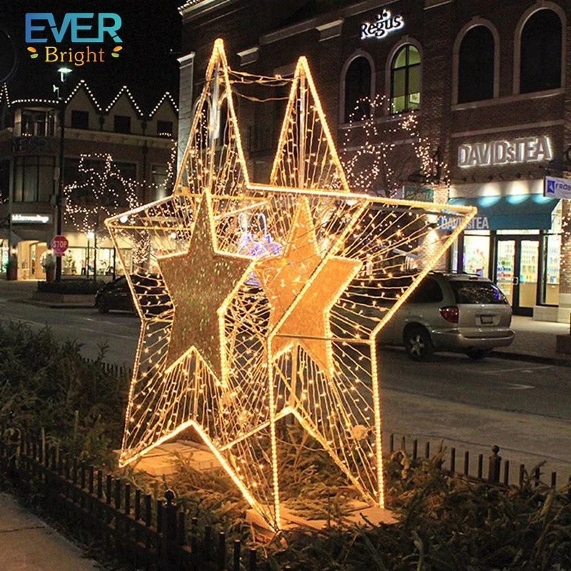 HOME 5 LED Star Solar Light Outdoor Garden Romantic Dreamlike Christmas Holiday Home Garden Star Decoration(Warm White Star)