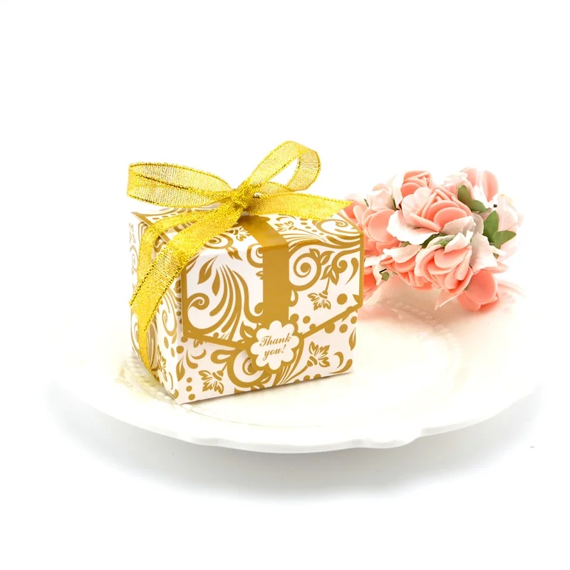 Wholesale Gold Floral Gift Boxes Candy Favor Box Wedding Party Decoration Thanksgiving Gifts