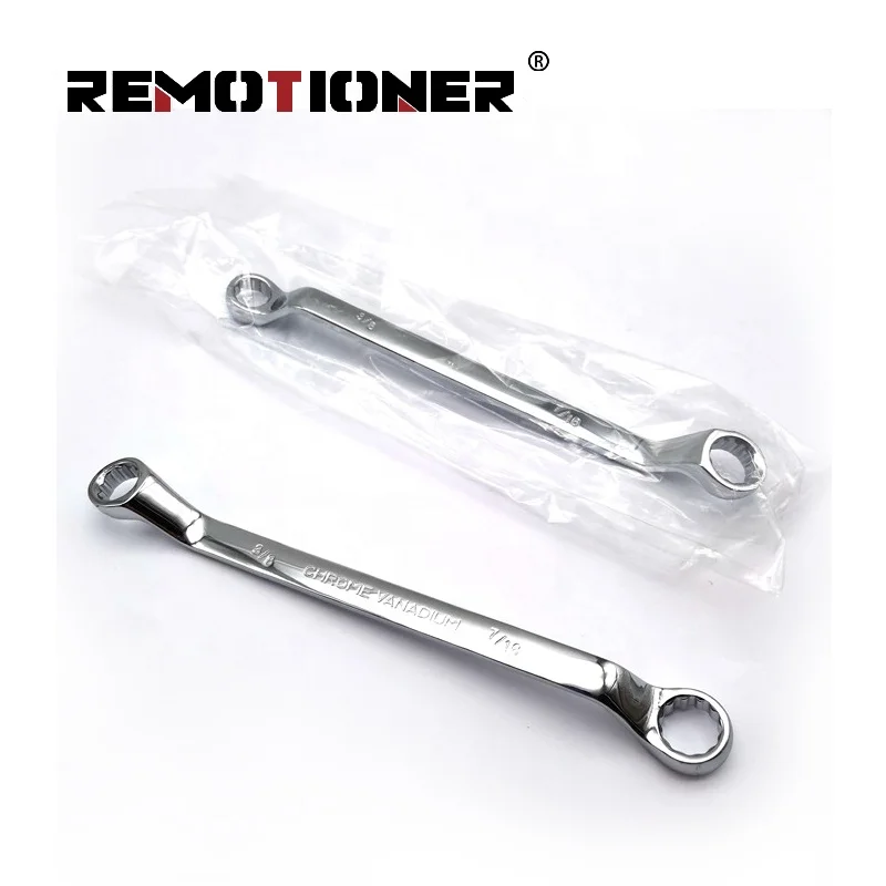 Wholesale High-grade Cr-v Double Offset Ring Spanner 3/8*7/16 Mirror Polishing Double-ended Plum Wrench