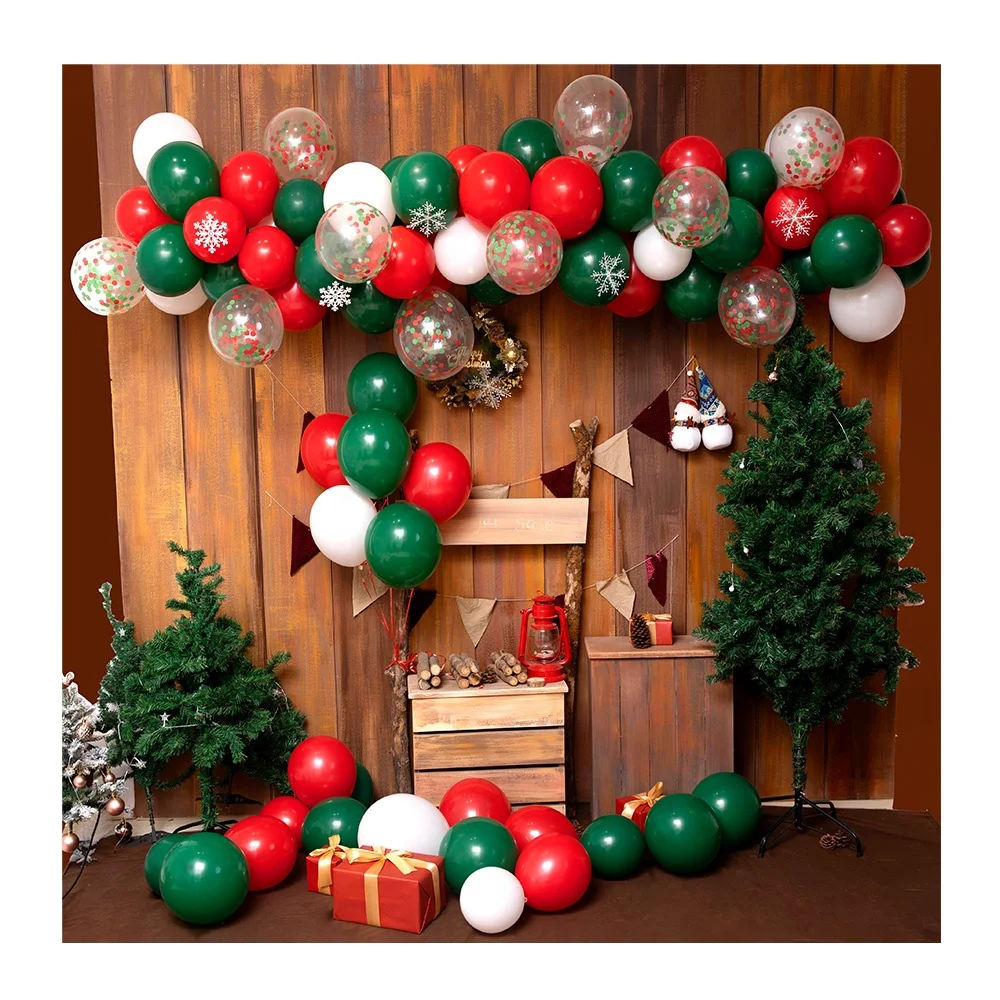 Wholesale Luxury Party Supplies Decorations White Red and Green Ballon Merry Christmas Balloons Garland Arch Kit & Wreaths Set