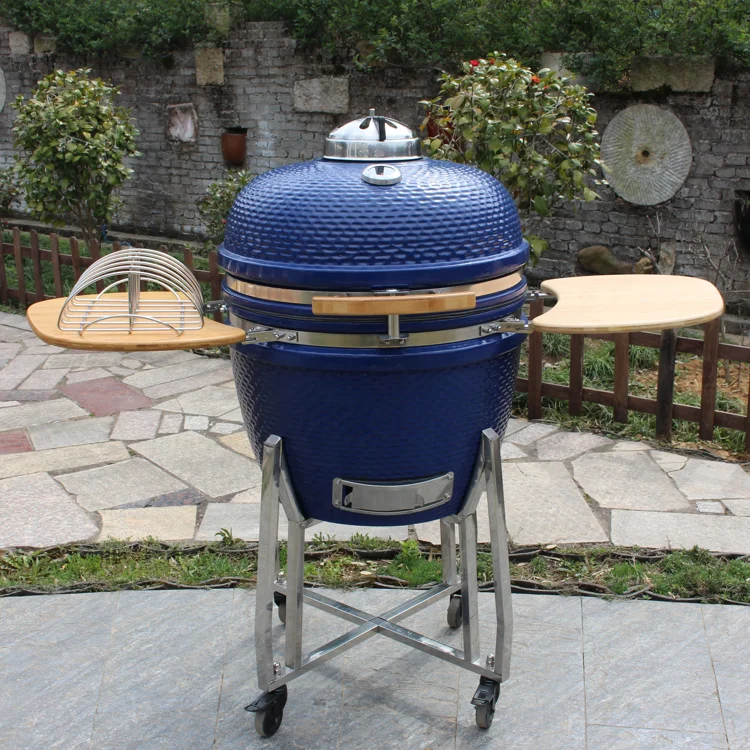 2023 New Design Wholesale Garden Black Red Egg Shape Kamado bbq Ceramic 22 Inch Grill