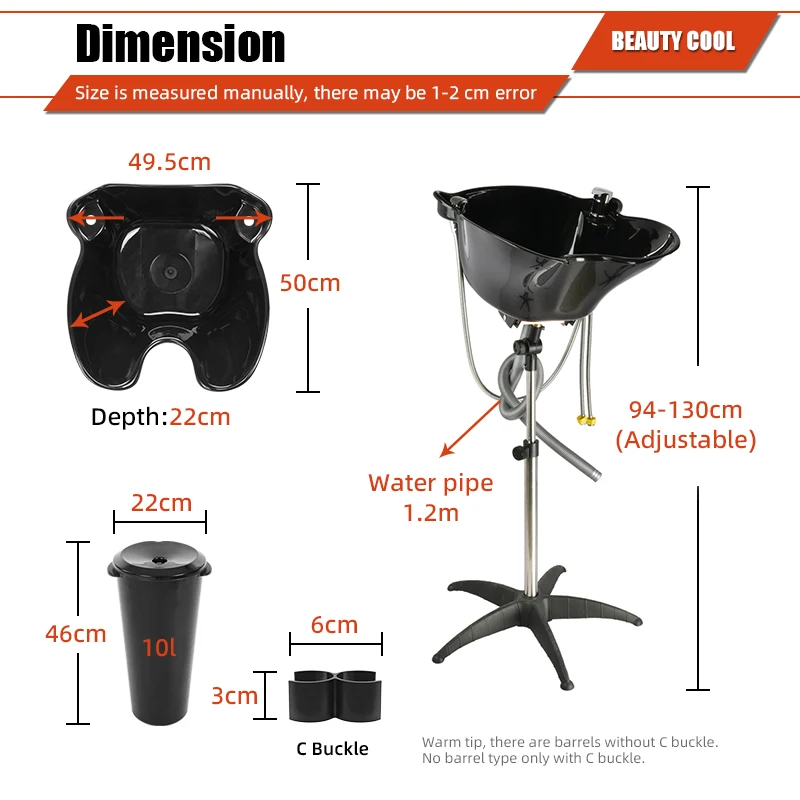 Factory supply salon hairdressing black portable shampoo basin for washing hair