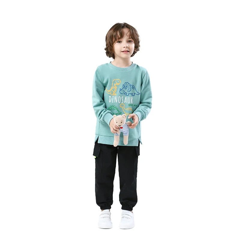 Bulk Price 2 Piece Multi Color Plain Autumn Child Boy Clothing Set