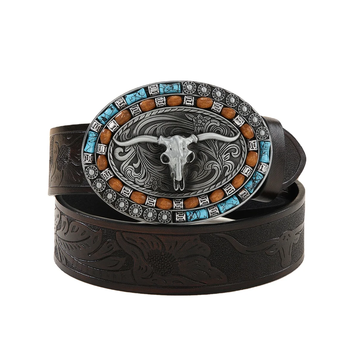 Factory Direct Sale Western Bull Design Belt For Men Fashion Casual PU Leather Belt For Men