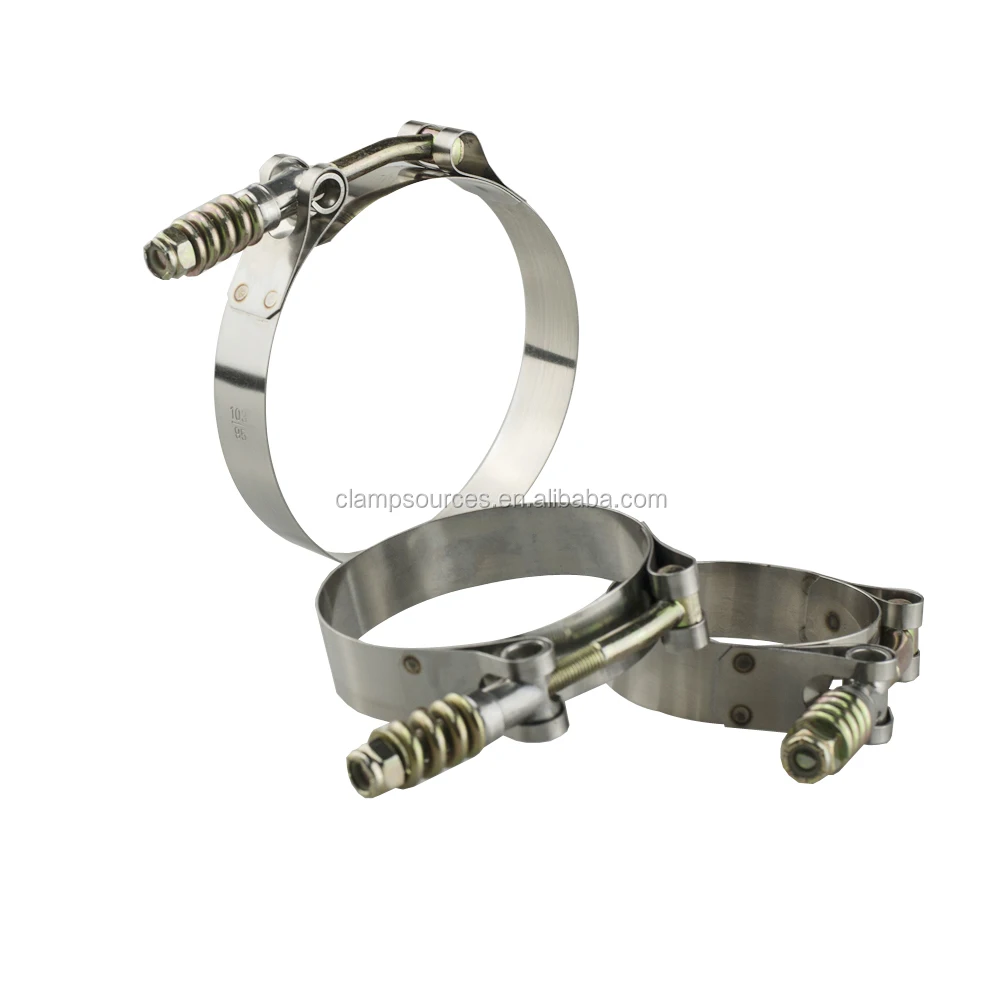 SS304 2.5' Spring Load Turbo Intake Silicone Hose Clamp Customizable Stainless Steel T-Bolt Clamps from Clampsource LTD