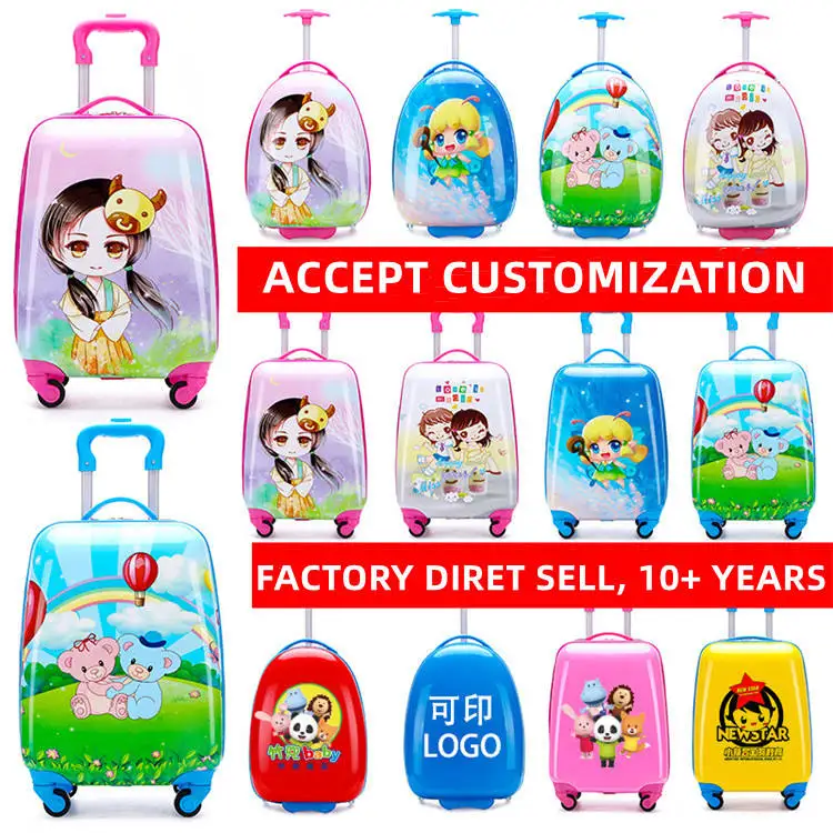 New Arrival 18 Inch Abs Travel Luggage Cartoon Suitcase For Kid Universal Wheel Trolley Case With Different Patterns