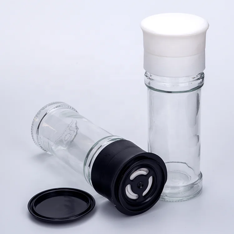 80ml100ml glass spice shaker bottle sea salt and pepper grinder with ceramic grinding core and frosted plastic grinding lid