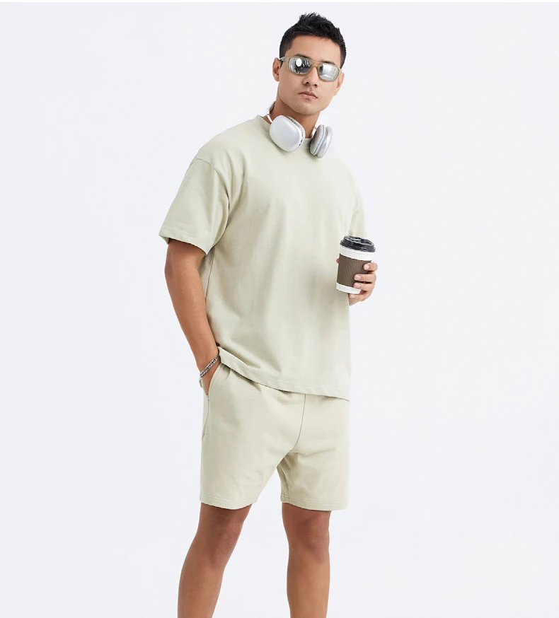 300g heavy carbon wool pure cotton round neck T-shirt loose small collar FOG fashion American retro