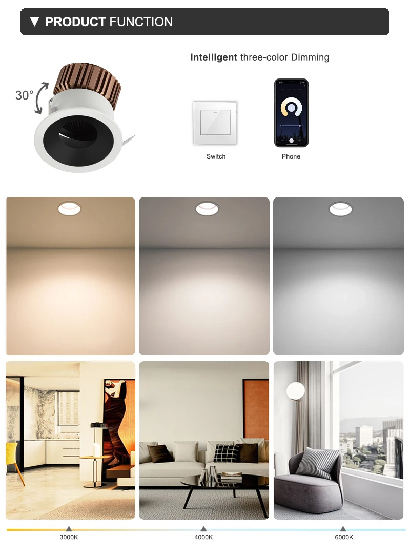 New design ip44 ceiling down light adjust 7w 15w led wall washer recessed pin spot light led downlight with gold reflector