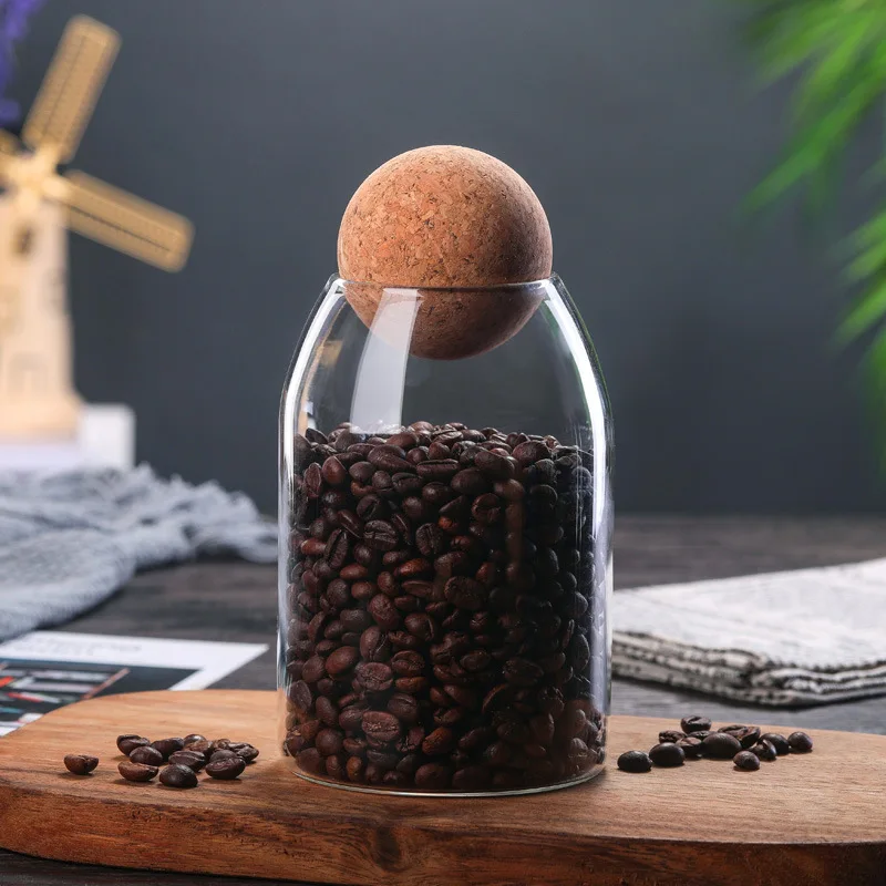 Customized environmentally friendly high borosilicate storage glass jar with cork