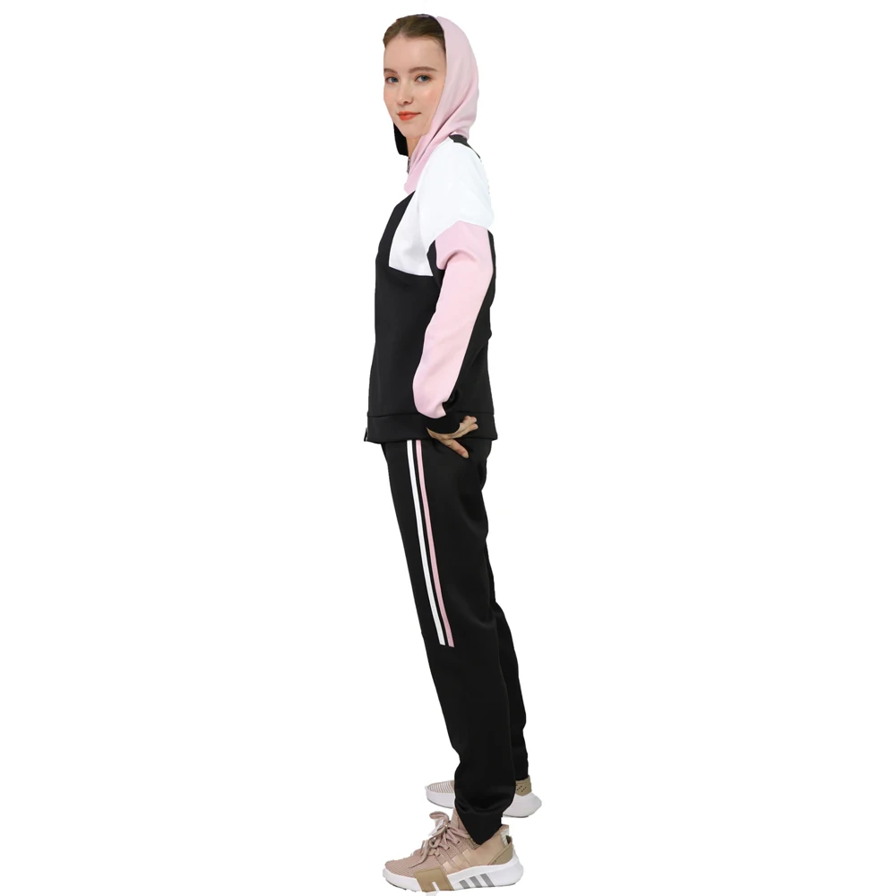 
Ladies sport set 2pcs casual top and pants zipped up hoodie tracking pants 