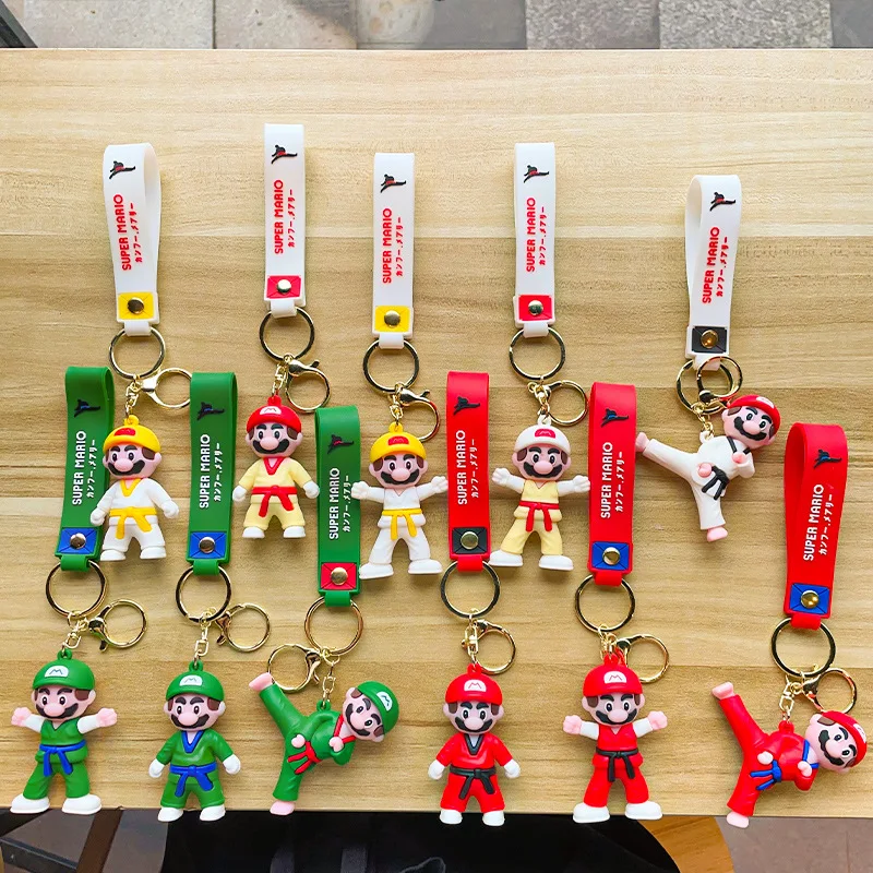Cartoon 3D Tae Kwon Do PVC Keychain Super Mario Bros Mushroom Car Bag Decoration Key Ring Promotional custom Rubber Keychain