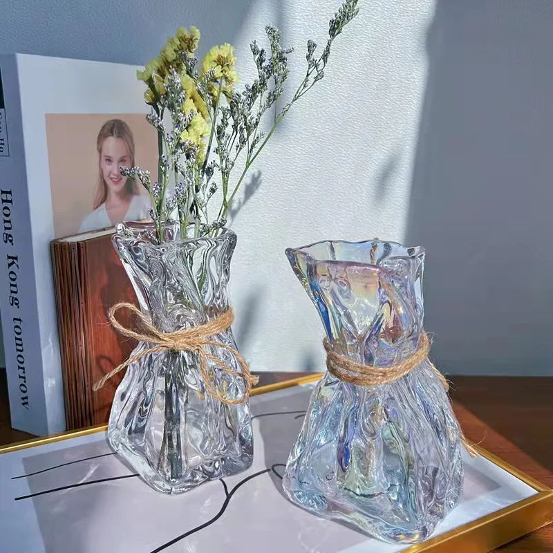 Wholesale home decor accessories clear minimalist nordic small glass vase