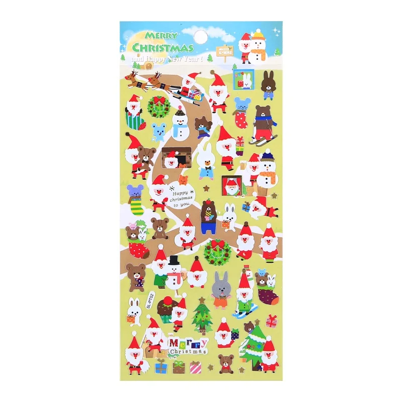 
SHANLE Cartoon Christmas Eve Cute Santa Claus Milu deer image PVC Stickers A gift for a child 