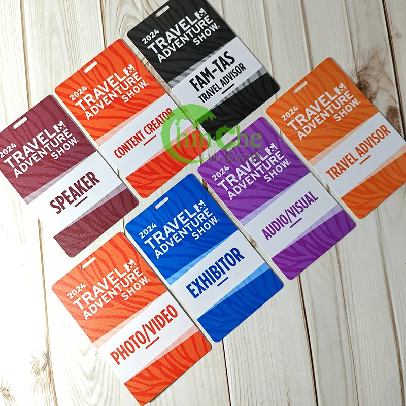 Digital Offset Printed Event Name Tag Custom Plastic Pass Badge Lanyard Neck Holder Laminated Plastic Card For Events