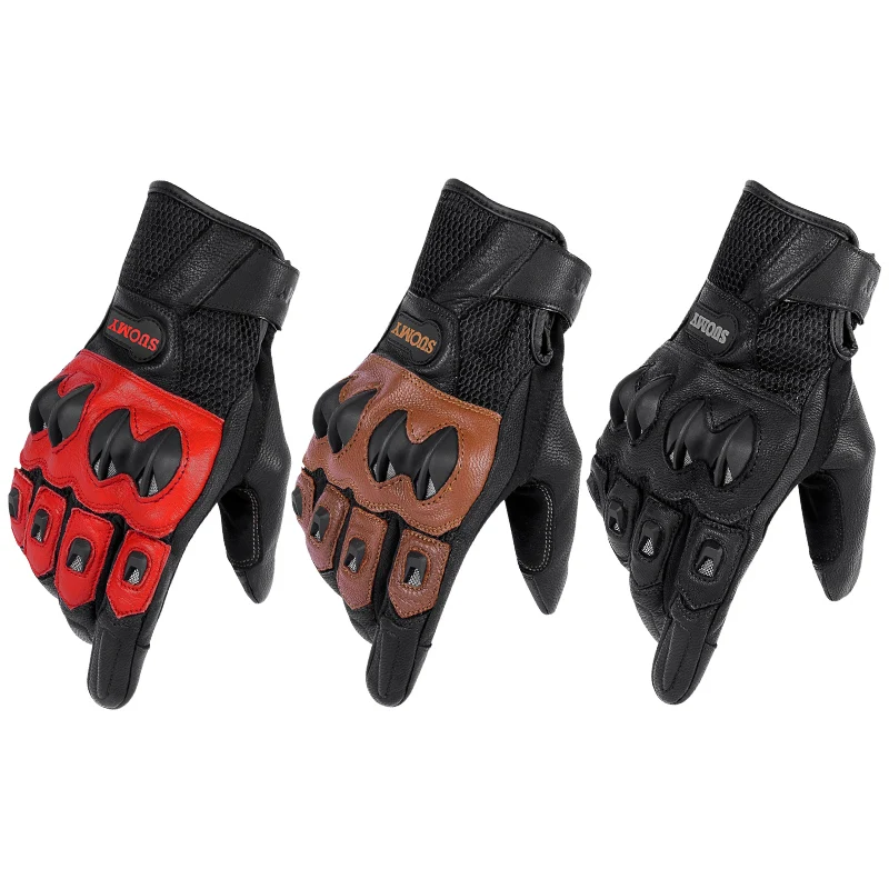 Factory outlets Summer Motorcycle Riding Gloves Full Finger Leather Anti-fall Outdoor Riding Protective Moto Glove