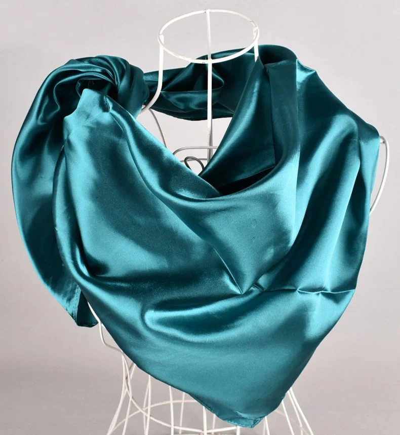 High Quality Custom Solid Color Satin Silk Square Scarf Printed Satin Silk Scarf For Women