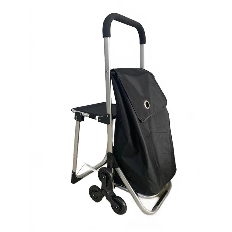 2024 OEM wholesale shopping trolley cart aluminium foldable custom shopping cart with seat