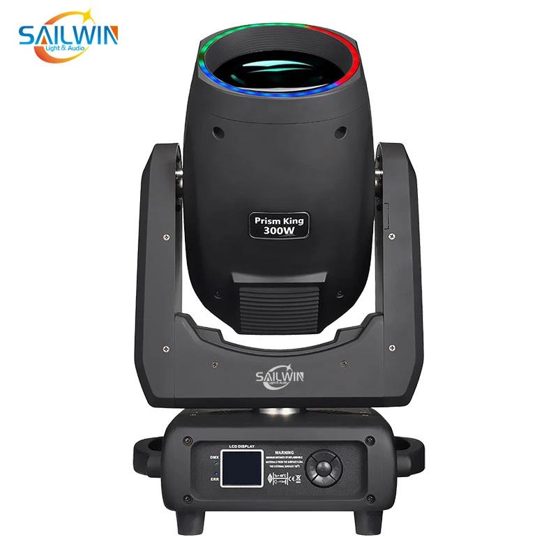 SAILWIN 300W Lyre 15R Moving Head Light UV LED Ring 4 Prism IP20 Beam Projector GOBO SPOT Stage Lighting DMX Control DJ Club