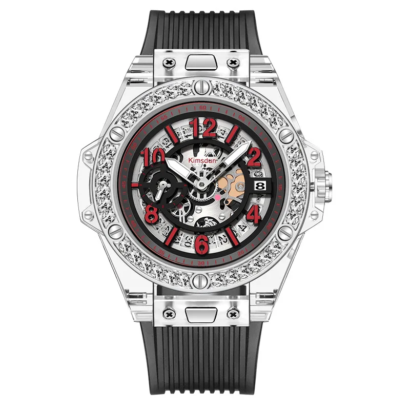KIMSDUN Luxury Quartz Couple Watch Personality Chronograph Fashion Waterproof Female Male Watches Transparent Simple Glass Men